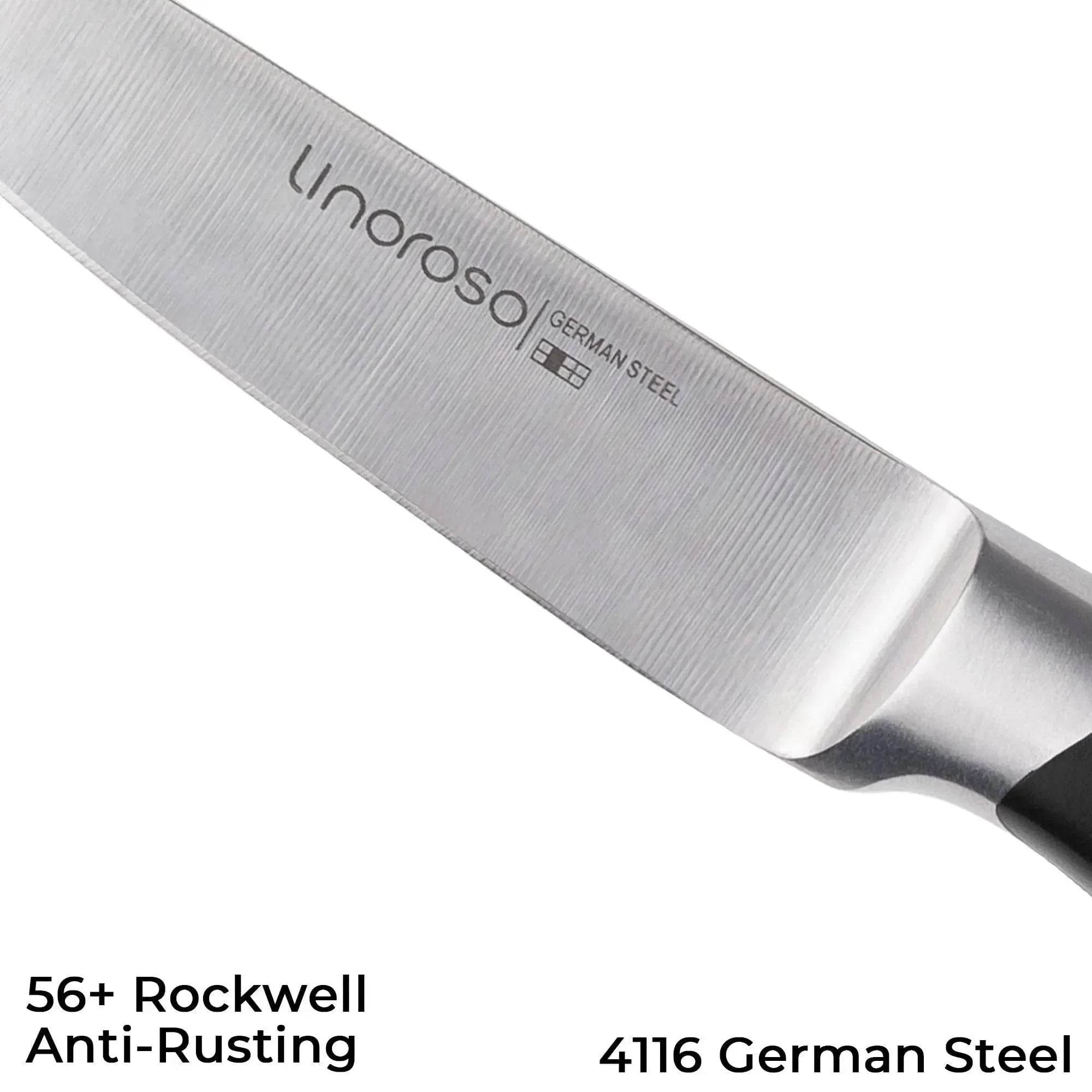 linoroso Paring Knife 3.5 inch Small Kitchen Knife with Elegant Gift Box, Sharp Forged German Carbon Stainless Steel Fruit Knife, Full Tang, Ergonomic Handle-Classic Series - Linoroso 