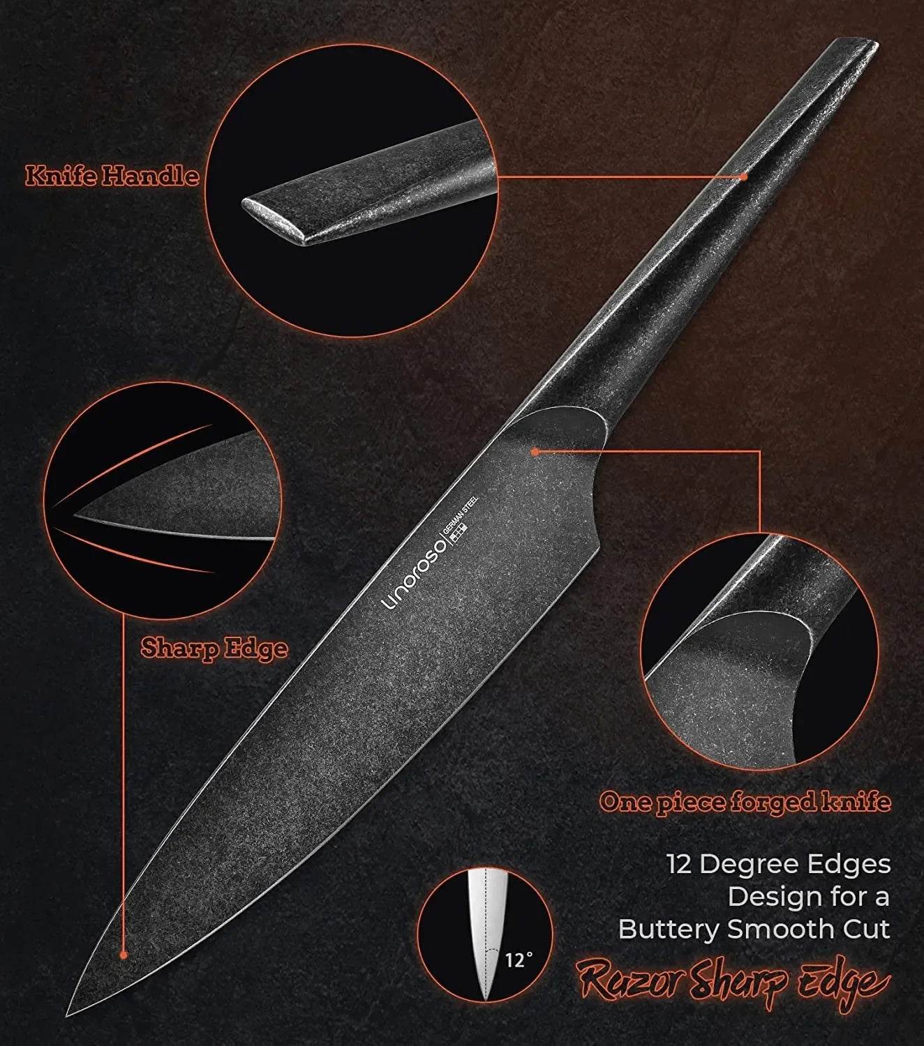 Linoroso 8 inch Chef Knife - METEORITE Series - Linoroso 